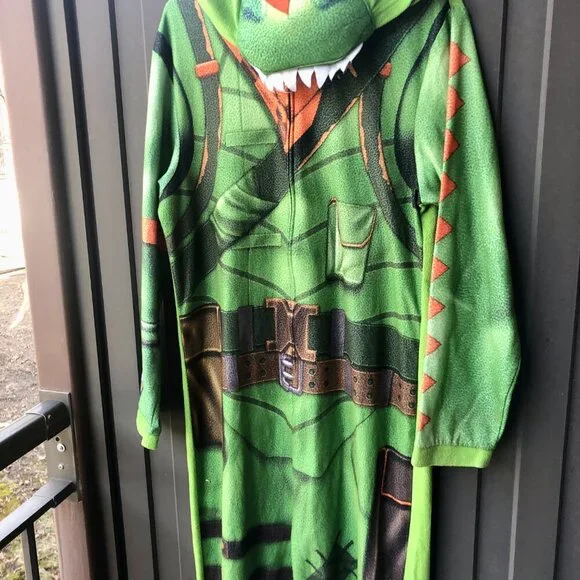 🎮 Fortnite Rex Dino Onesie Costume Adult Small Pajamas Cosplay Hoodie Epic Game - Picture 2 of 8